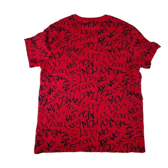 Guess Shirt Men Large 90s Red All Over Print Logo Retro Spell Out Printed - Picture 2 of 8